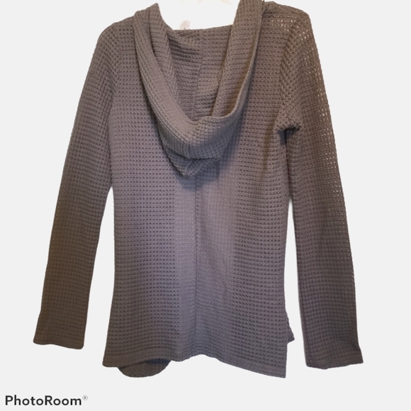 Mudd Sweaters - MUDD Hooded Waffle Slouchy Pocket Open Cardigan